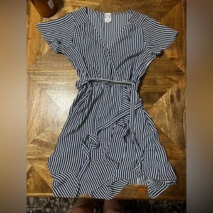 Blue and White Ruffled Smocked Sundress